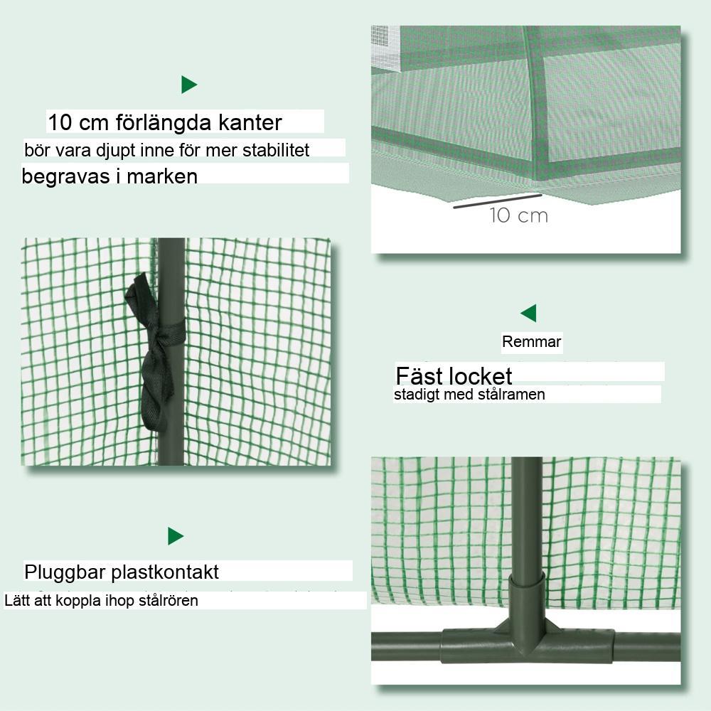 Minitunnelväxthus, UV-beständig PE-folie, grön, 200x80x45cm för trädgårdsväxter