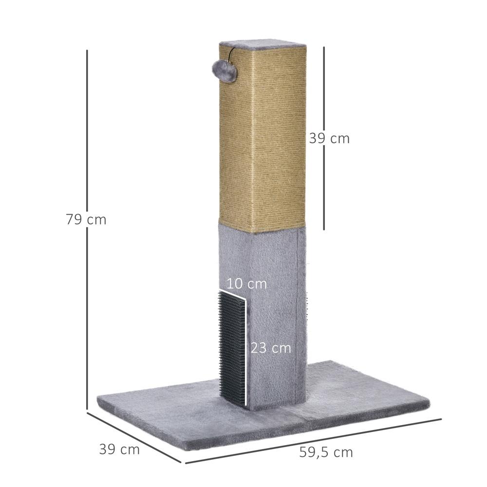 Lång 79 cm kattskrapstolpe med jute rep, plysch och leksaker