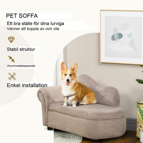 Bäddsoffa för husdjur med förvaring – Mysig och hållbar, Beige, 80x40cm