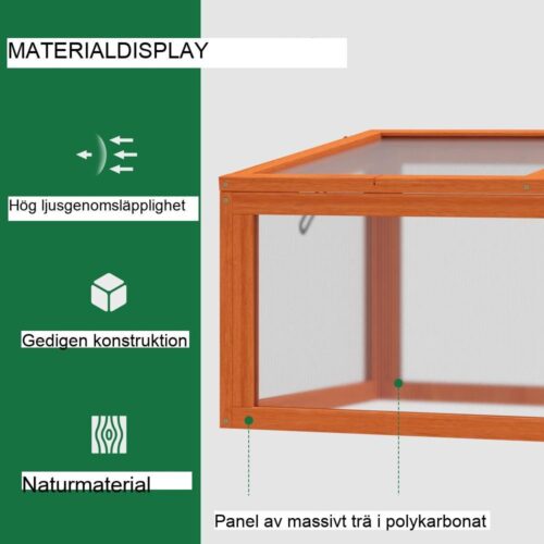 Miniväxthus i trä och polykarbonat, 90x46x40cm, Orange