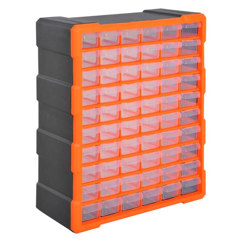 60 fack Smådelar Förvaringsbox Organizer med transparenta lådor ORANGE