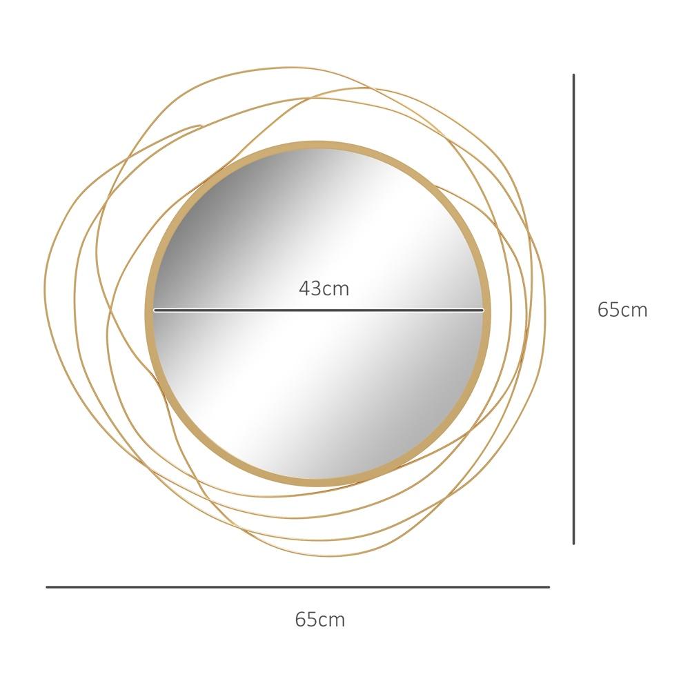 Guld Metallinramad rund väggspegel, 65cm, Vardags- och sovrumsinredning