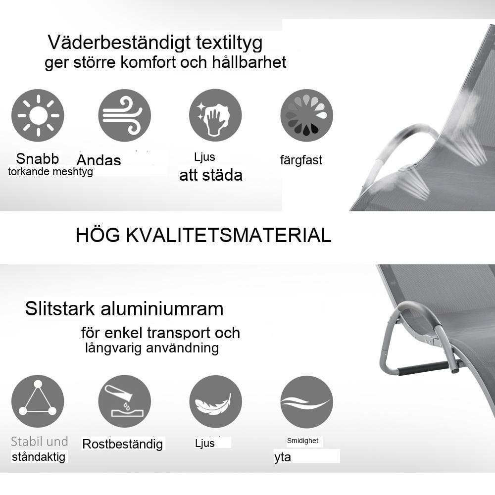 Ergonomisk Trädgårdssäng i aluminium med Texteline-kuddar – Grå 160cm