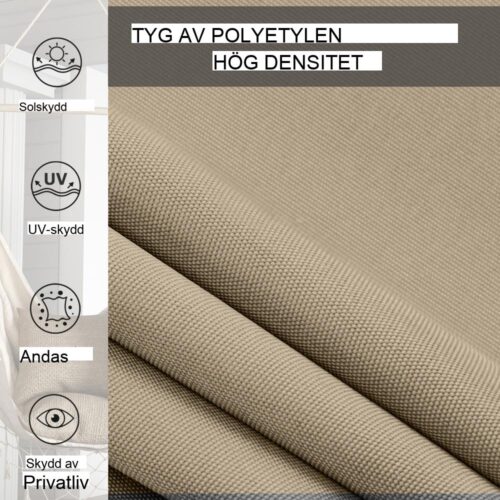 Beige Rullgardin utomhus, 183x185cm, Handvev Blackout Privacy Screen