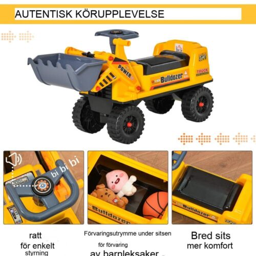 Barngrävmaskin åkande leksak, 2-3 år, ratt och ljudeffekter