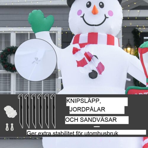 2,4 m uppblåsbar snögubbe med LED-lampor – Utomhus juldekoration