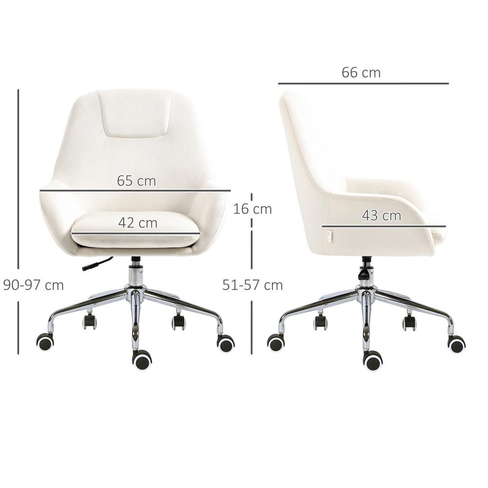 Cream Velvet Kontorsstol Swivel Justerbar höjd Ergonomisk för hem och spel