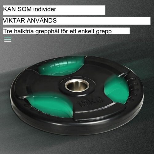 Tri-Grip gummibelagda hantelplattor set – 2x 15KG olympisk golvvänlig för styrketräning