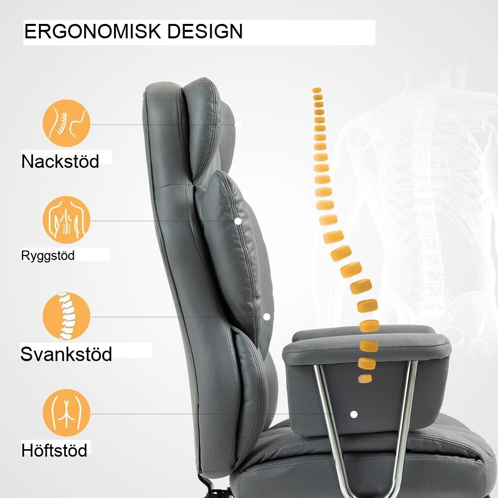 Ergonomisk fällbar kontorsstol, höjdjusterbar med fotstöd och vadderad sits