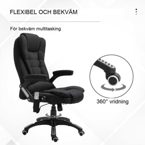 Ergonomisk spelstol med massage, värme och justerbar höjd