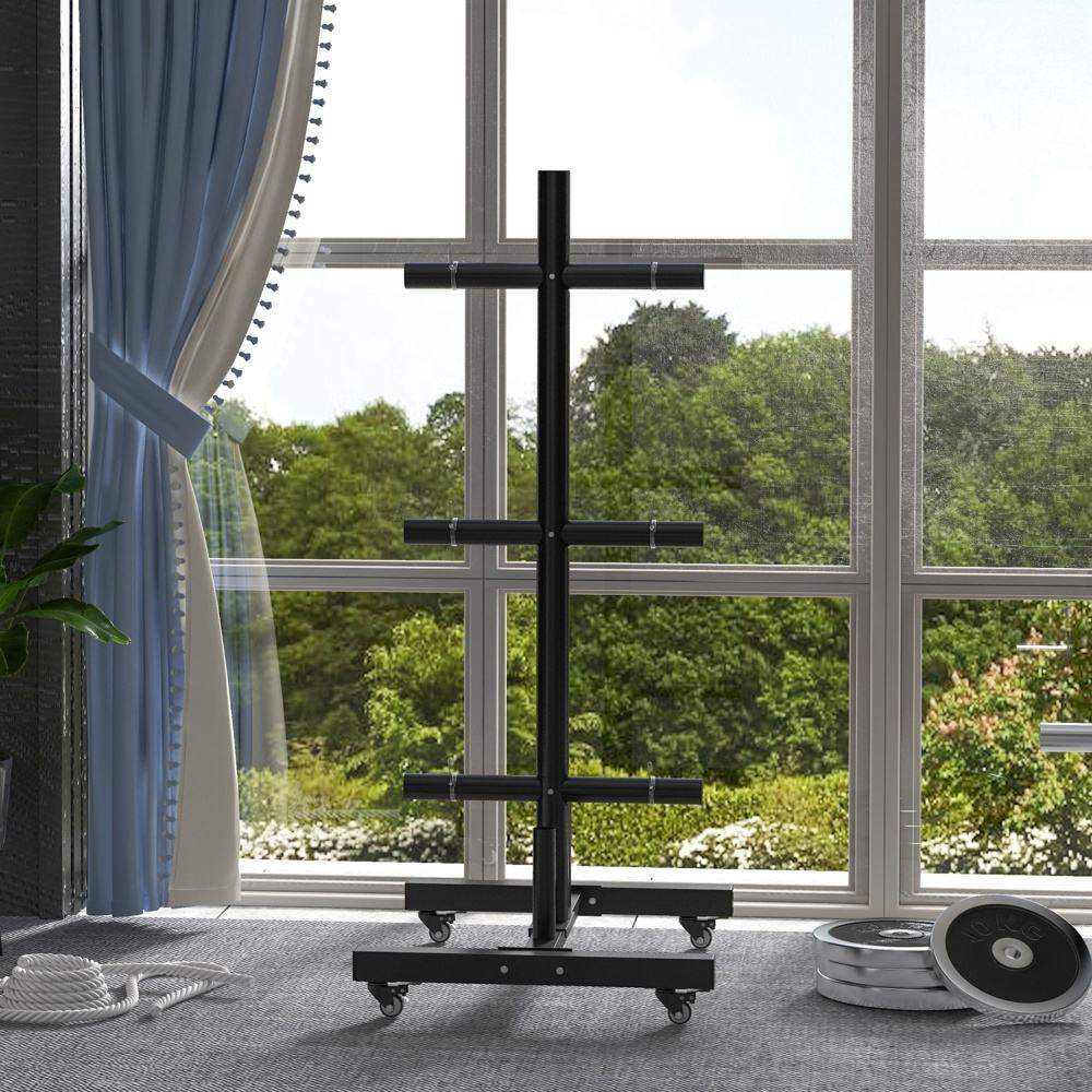 Black Steel Weight Plate Rack Organizer och skivstångsstativ – Rymmer 200 kg