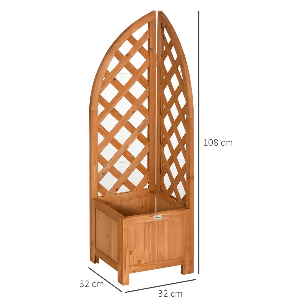 Hörnspaljéplanteringslåda, brun trädgårdsodlingslåda i trä med dränering 32x32x108cm