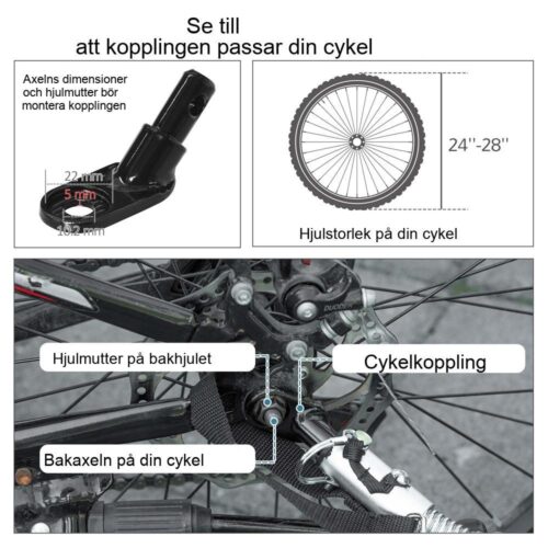 2-i-1 hundcykelsläp och vagn, reflekterande, Oxford-tyg, medelstora hundar (upp till 20 kg)