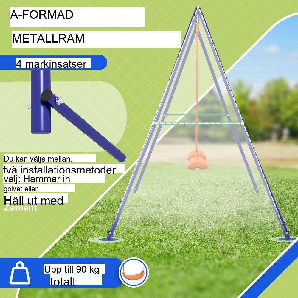 Dubbla barngunga, stålram, trädgårdsgungor, tvåsitsig utomhuskul