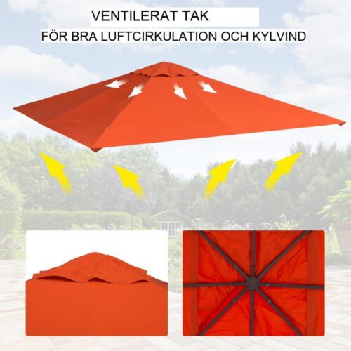 Orange Gazebo Takbyte – UV-solskydd, andningsbart och vattentåligt 2,98×2,95m