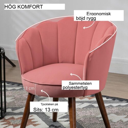 Rosa Lotus Accent Chair – Sammetsklädd, snygg vardagsrumsmöbler