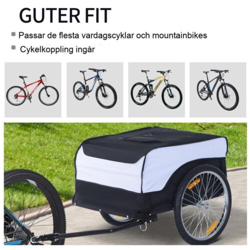 Heavy Duty hopfällbar cykelvagn 40 kg Kapacitet Stål och Oxford Vit/Svart