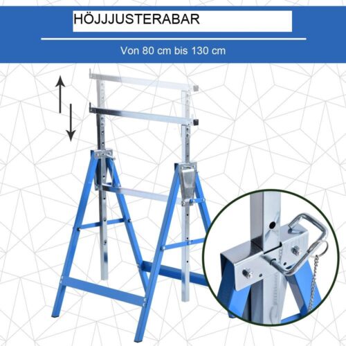 Heavy Duty hopfällbara ställningsbockar Set om 2 Justerbar till 200 kg Blå 68×58 cm