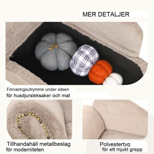 Bäddsoffa för husdjur med förvaring – Mysig och hållbar, Beige, 80x40cm