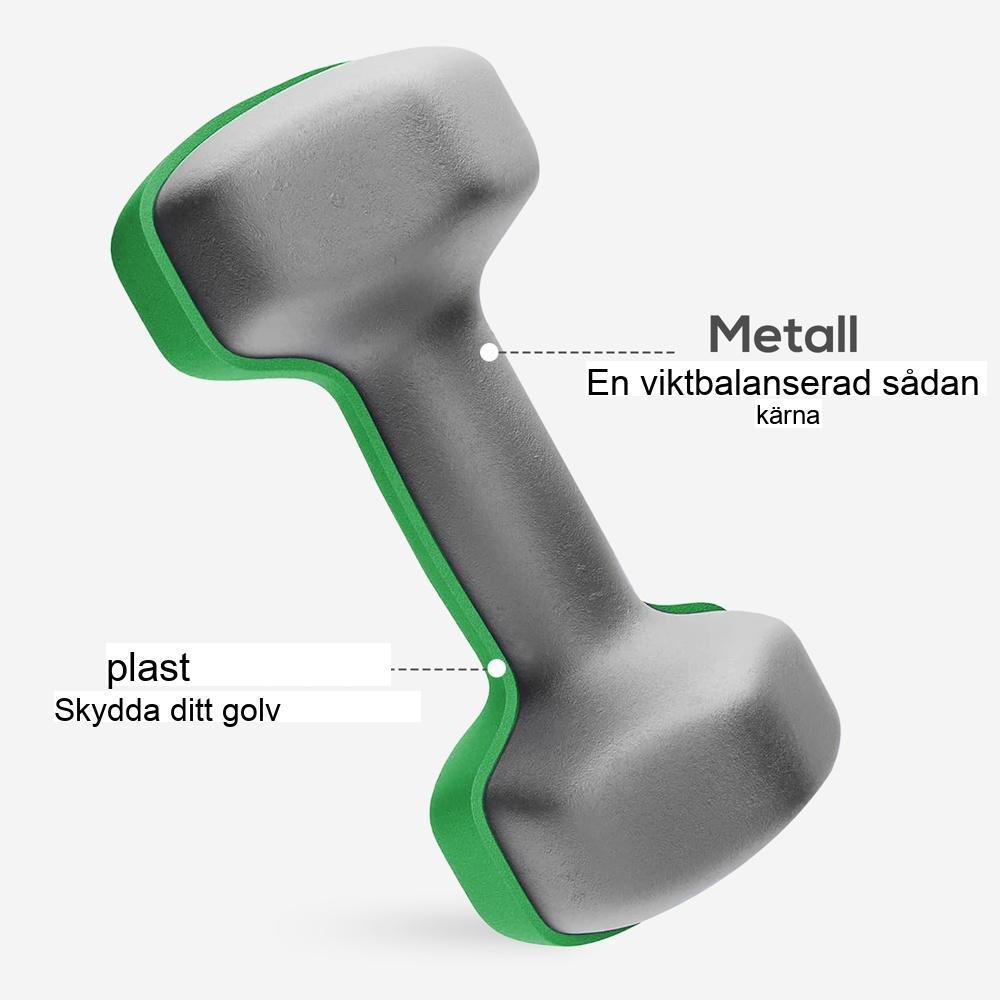 Justerbart hantelset med hopfällbart ställ – 6 hantlar, Kettlebell-alternativ