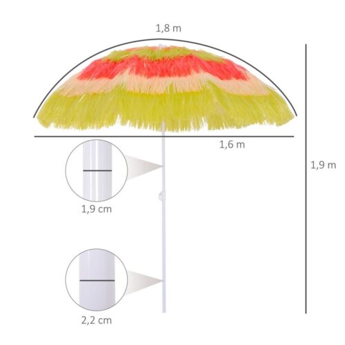 Hawaiian Paraply Beach Parasoll 160cm Färgglad trädgårdssolskydd justerbar lutning