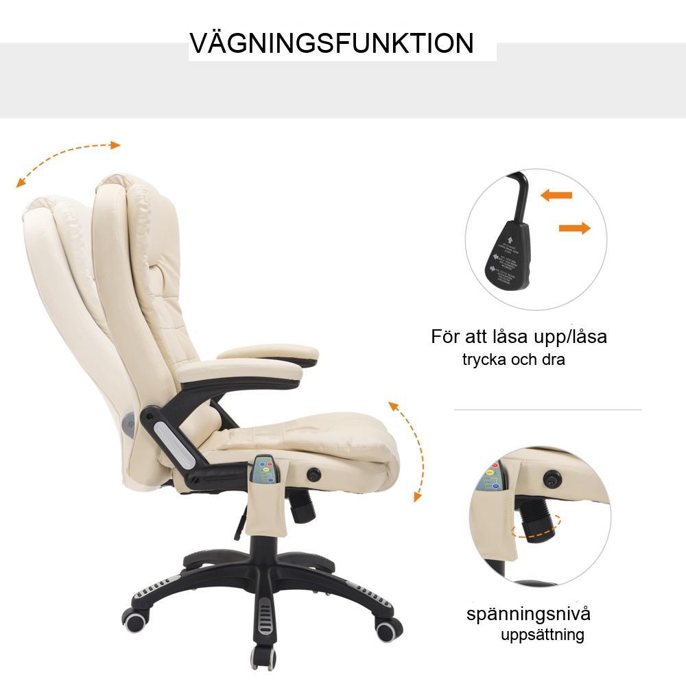 Kontorsstol med massage och värmefunktion – Beige