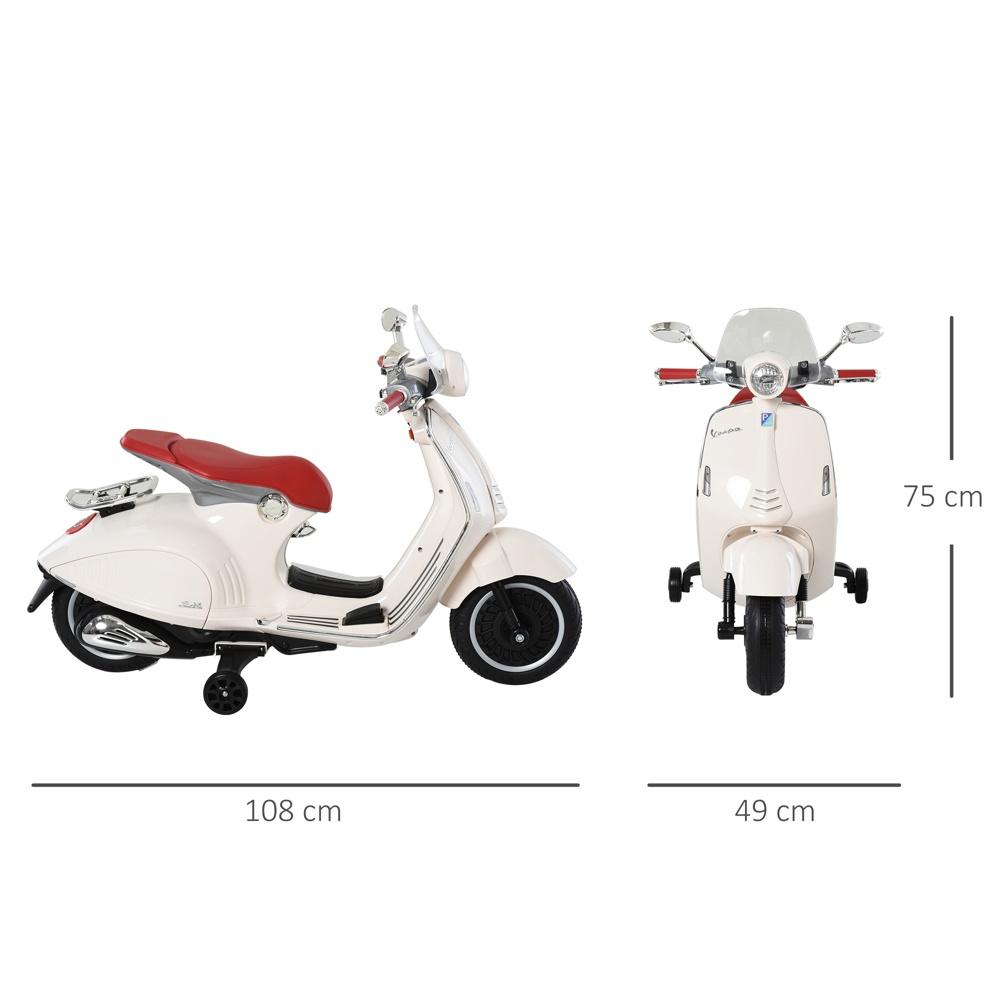 Licensierad Vespa Kids elektrisk motorcykel med musik och lampor (3-6 år)