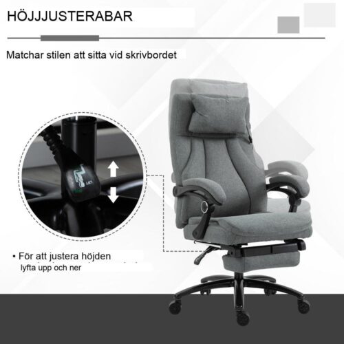 Ergonomisk massagekontorsstol med liggande funktion och vibration