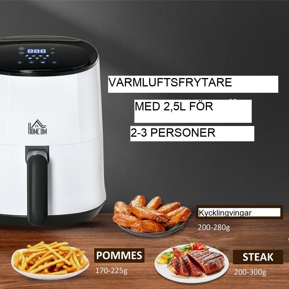 2,5L digital varmluftsfritös med 7 förinställda menyer