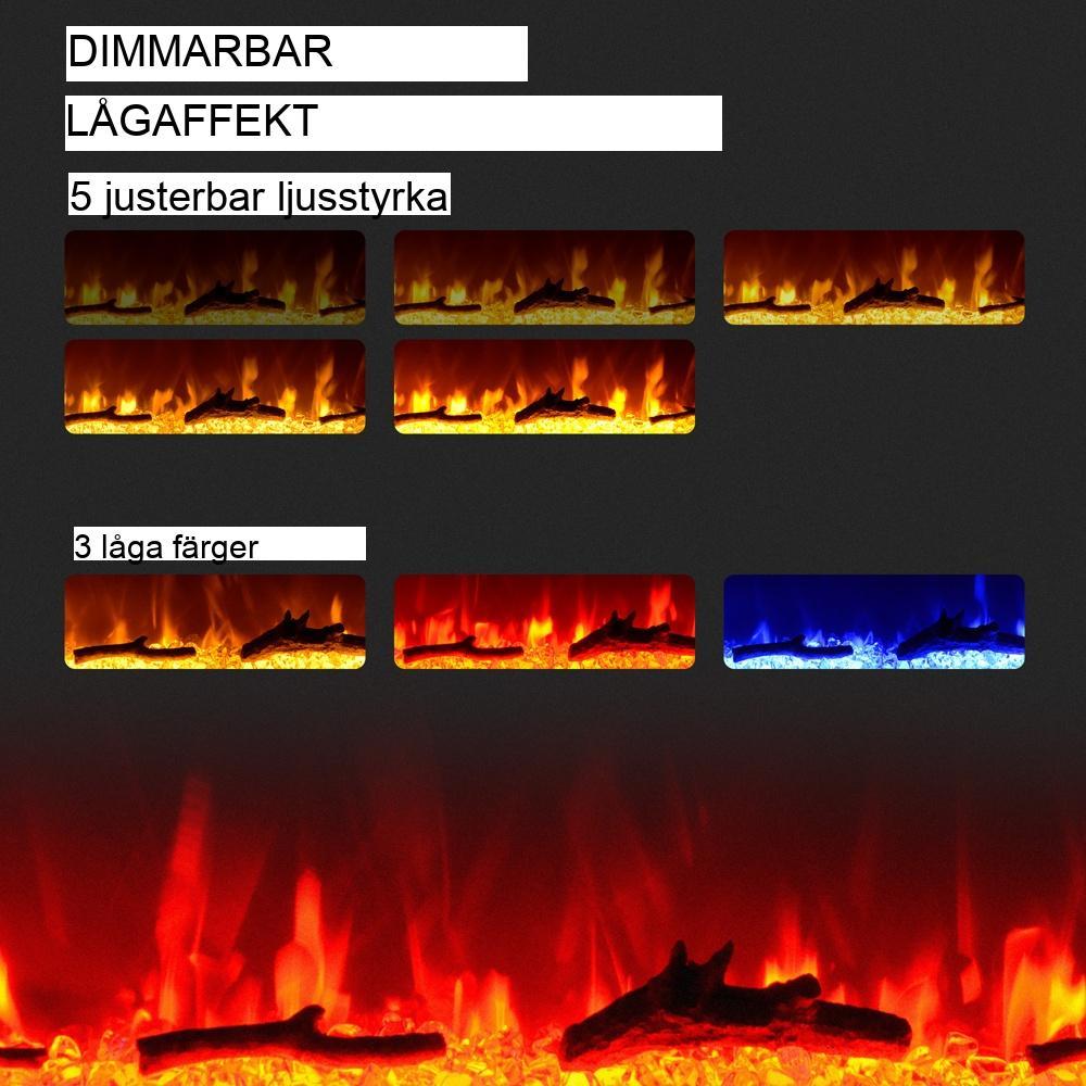 Elektrisk öppen spis med LED-flammeffekt, fjärrkontroll och värme för mysig atmosfär