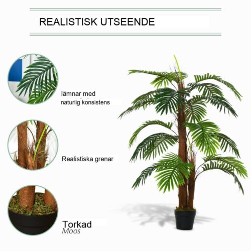 Naturtrogen 120 cm konstgjord palm för inomhusdekoration