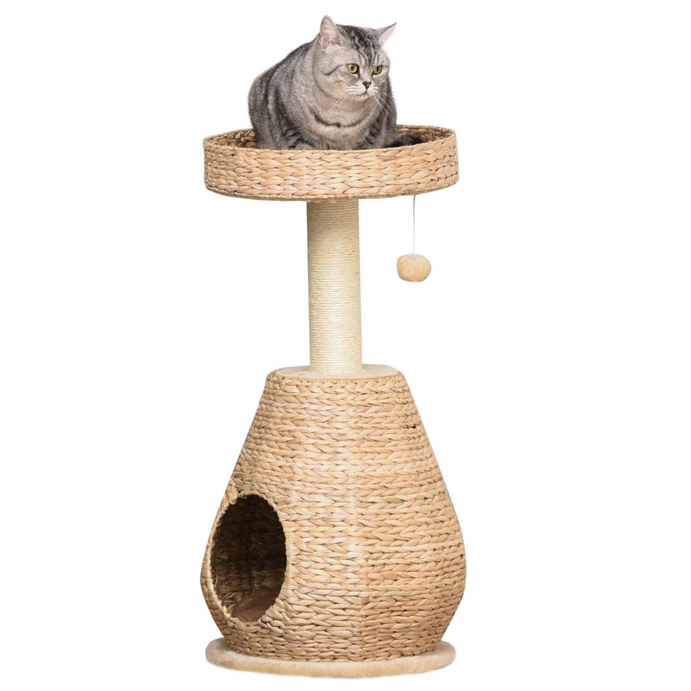 Färgglad skrapstolpe med Cat Cave and Ball Toy – Små katter, upp till 5 kg