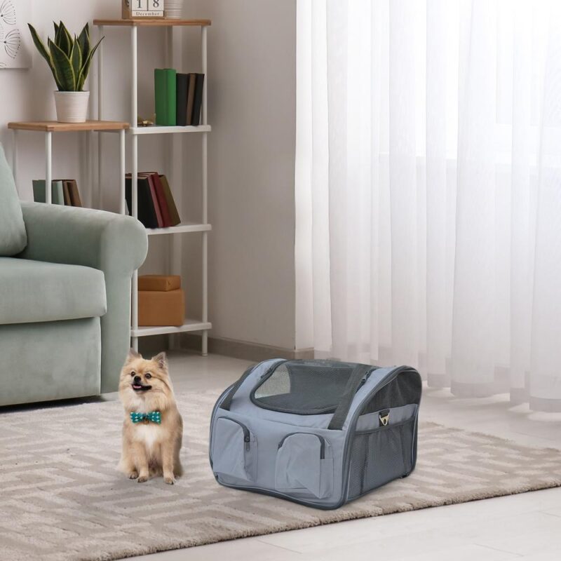 Oxford Grey Dog Car Travel Bag – Säker och bekväm husdjurstransportlåda