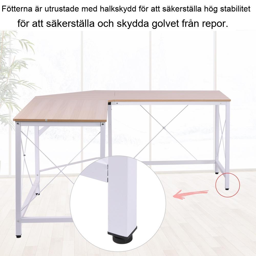 Modernt hörnskrivbord L-format, rymlig MDF-arbetsyta för hemmakontor