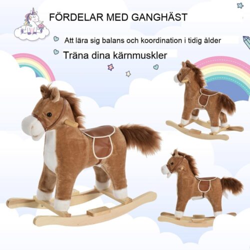 Plysch gunghäst med ljud och musik för barn från 3 år och uppåt