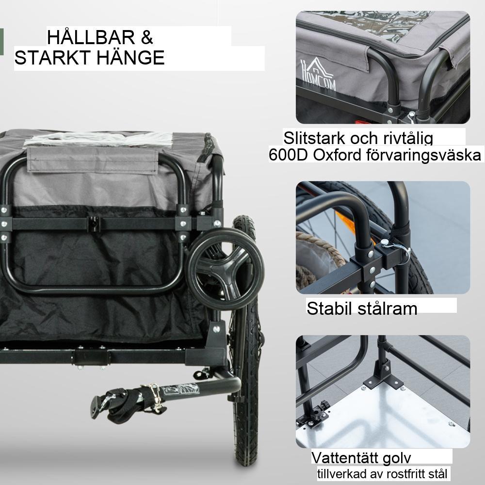 2-i-1 cykelsläp och handkärra med stora däck, 40 kg kapacitet