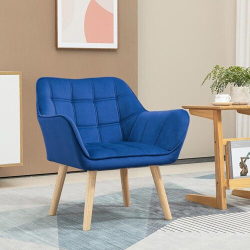 Fåtölj Blue Velvet, skandinavisk design, förhöjda ben