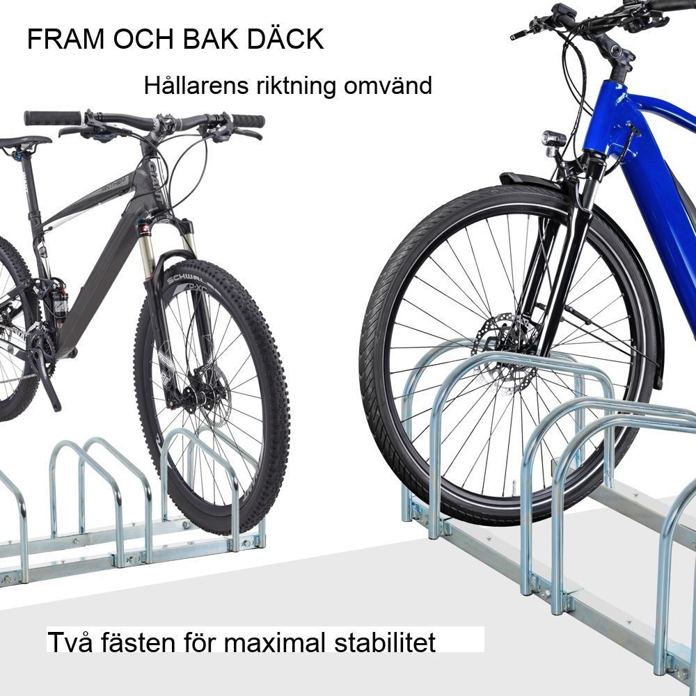 Väderbeständigt cykelställ i stål rymmer 4 cyklar – kan monteras på vägg och golv