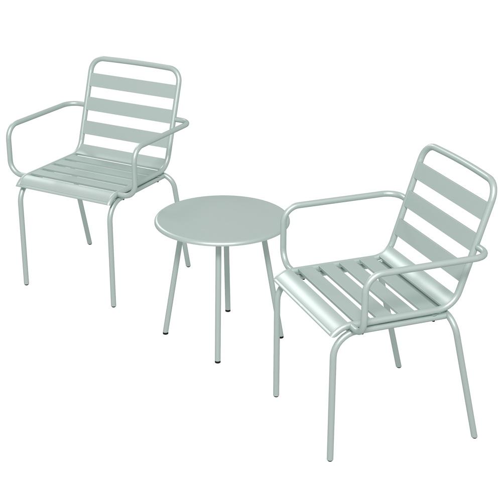 Green Steel Bistro Set – 3-delad uteservering för balkong eller trädgård