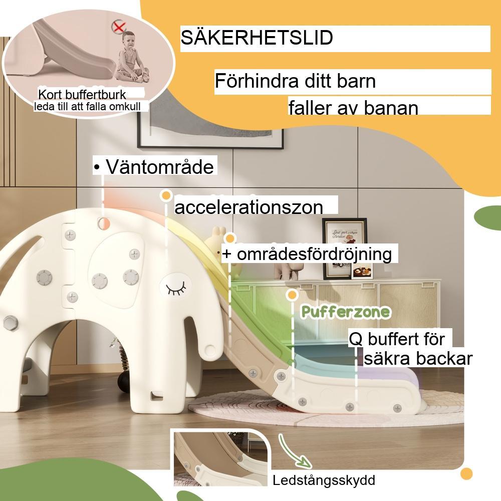 Gräddvit 3-i-1 rutschkana för barn med basketbåge för småbarn inomhuslek