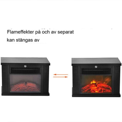 Kompakt elektrisk öppen spis med realistisk flameffekt och justerbara värmeinställningar