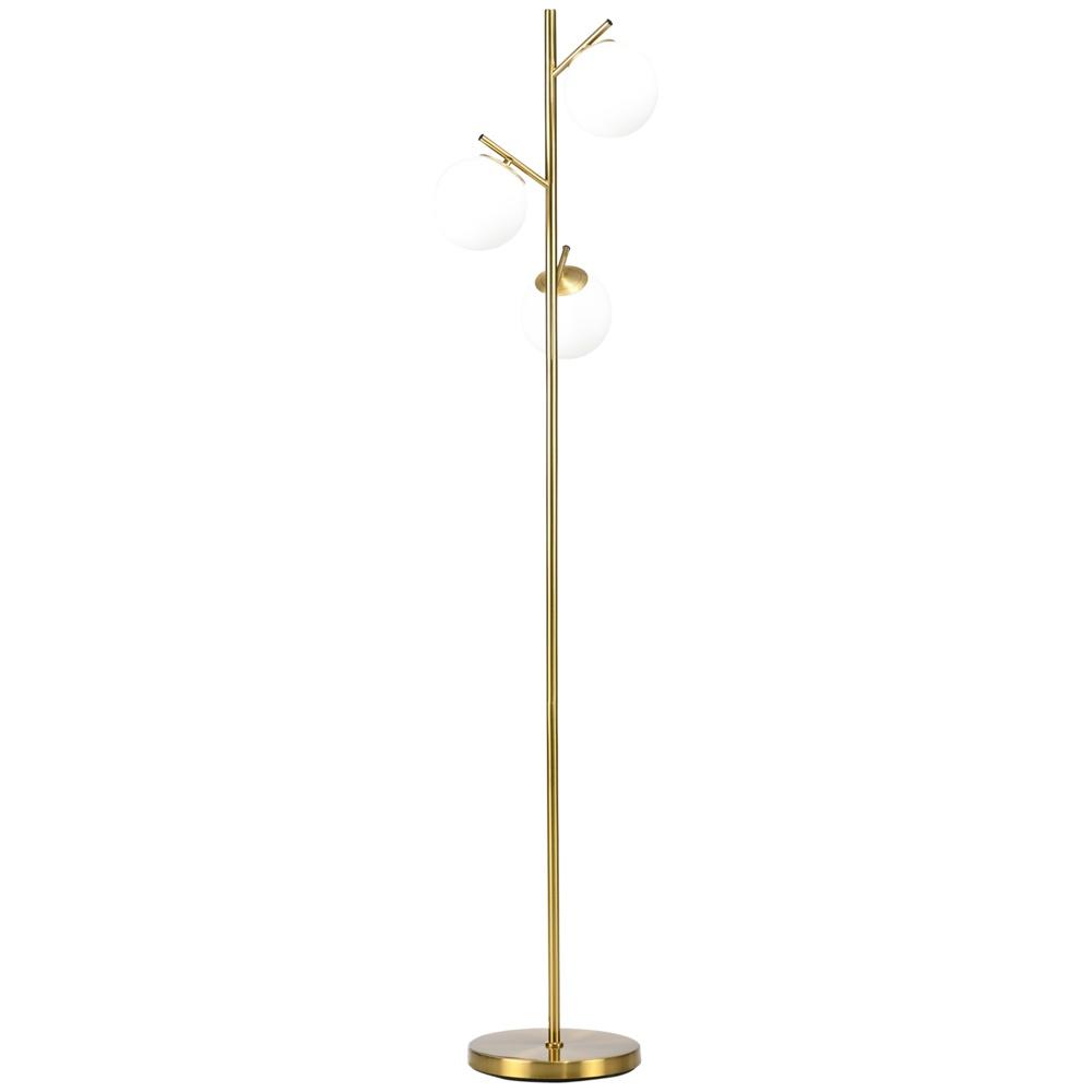 Modern 3-ljus golvlampa i glas – guld, 169 cm, E27-sockel, 40W Max