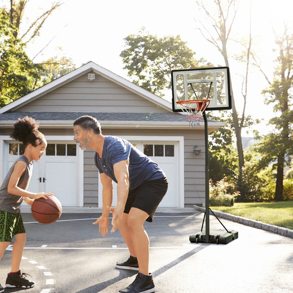 Justerbar höjd Stål basketställ inomhus utomhus – svart