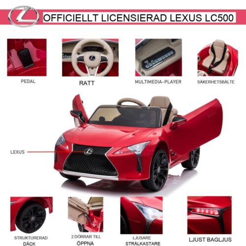 Officiellt licensierad Lexus LC500 barnelbil med fjärrkontroll och musik