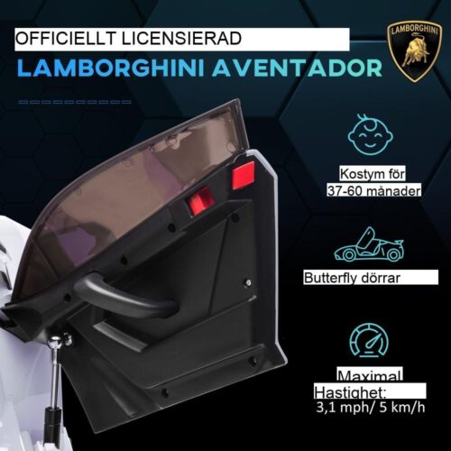 Lamborghini Aventador Electric Ride On Car för barn 3-5 år, vit