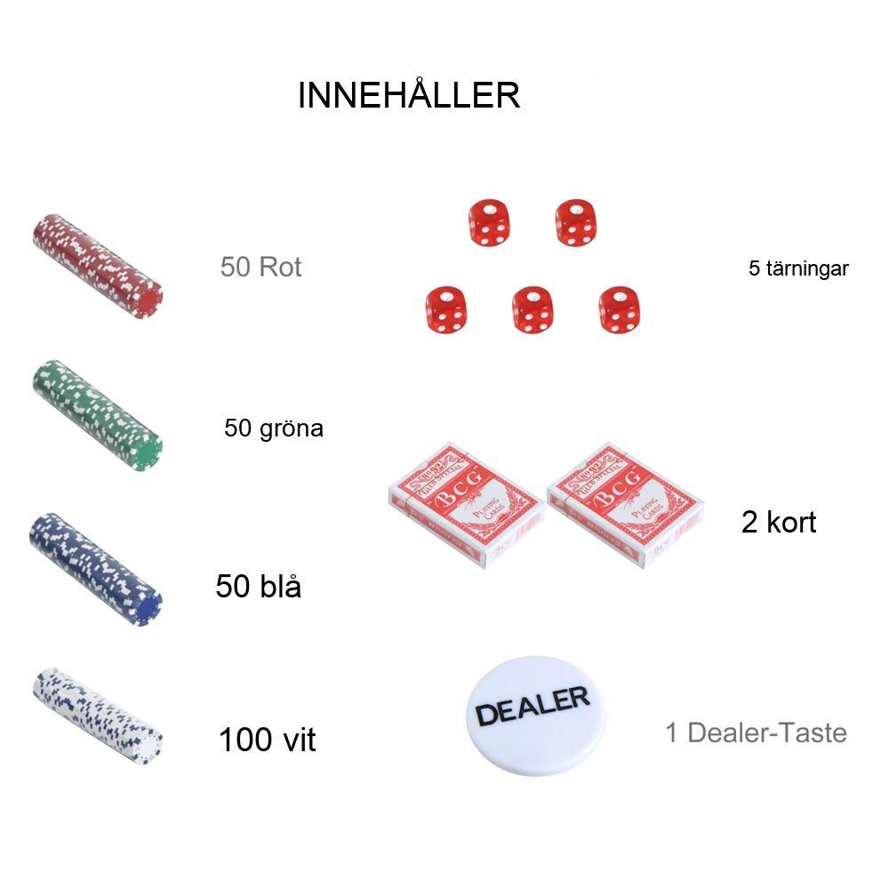 Professionellt pokerset med aluminiumfodral – 500 marker, kort och tärningar