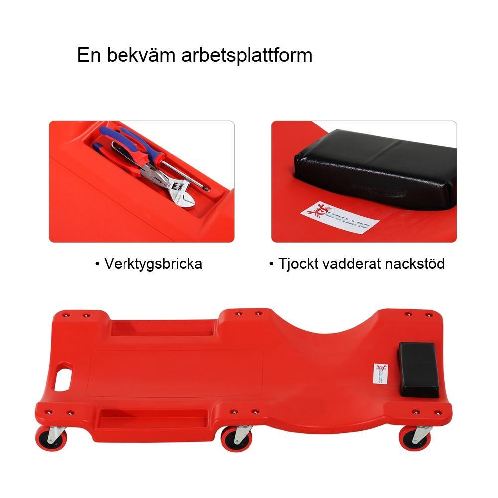 Ergonomisk rullande bilverkstadssäng med 6 hjul och 120 kg lastkapacitet