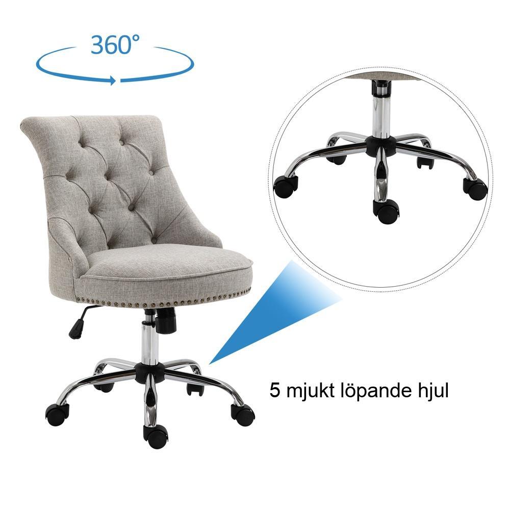 Ergonomisk snurrstol | Höjdjusterbar, retro linnedesign | Upp till 150 kg