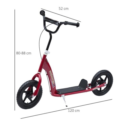 Red City Roller Scooter – justerbar höjd, bakbroms, stålram, 12 tums hjul för barn