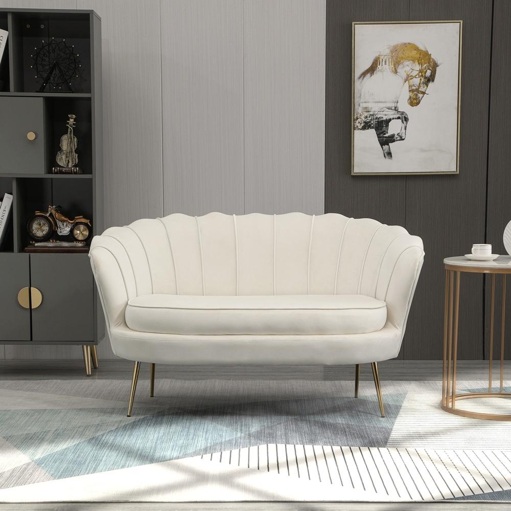 Cream Velvet 2-sits soffa – retrostil, bekväma sittplatser